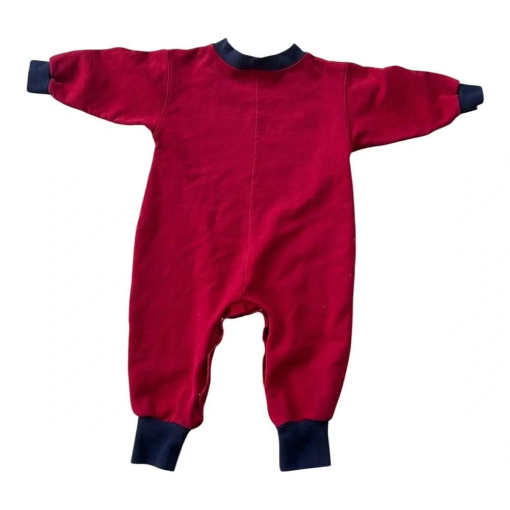VTG 90s Baby B'Gosh Boys One Piece Outfit Sz 18 Months Red Blue 100 Years